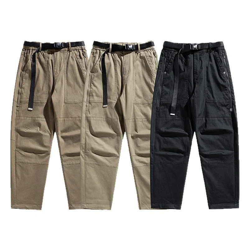 Herren Tapered Utility-Cargohose mit integriertem Webgurt, Kniepaneelen und Reißverschlusstaschen Drune